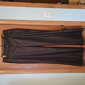 Anthropologie Elevenses Metallic Dark Gray Trousers Pants sz 12